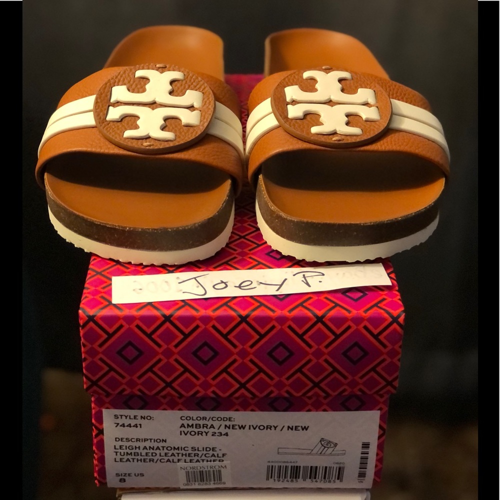 Tory Burch Leigh Anatomic Slides Sandals Sz 8 $228